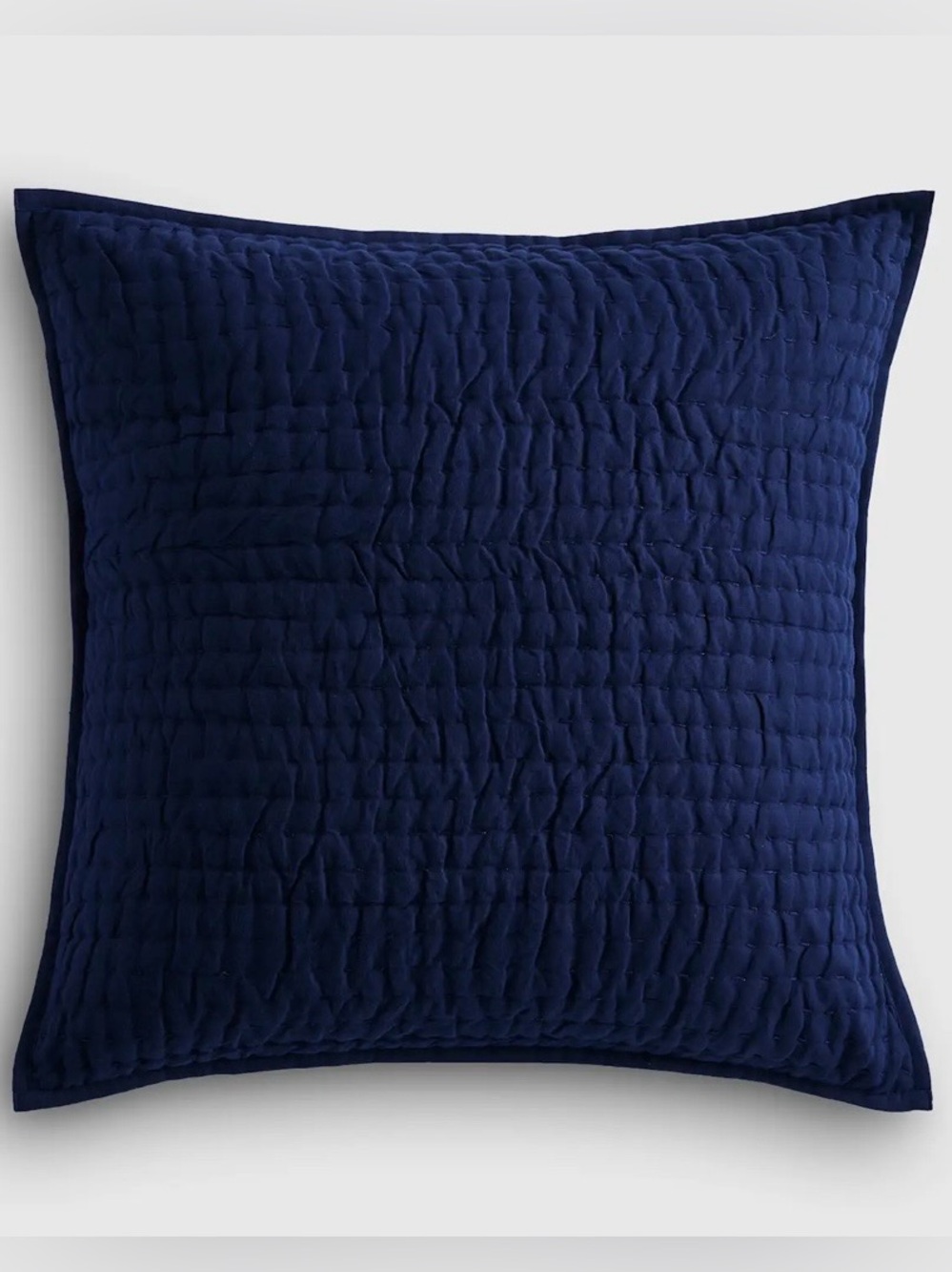 NEW Quince European Linen Cotton Stitch Quilted Euro Sham, 26 X 26 (Navy)